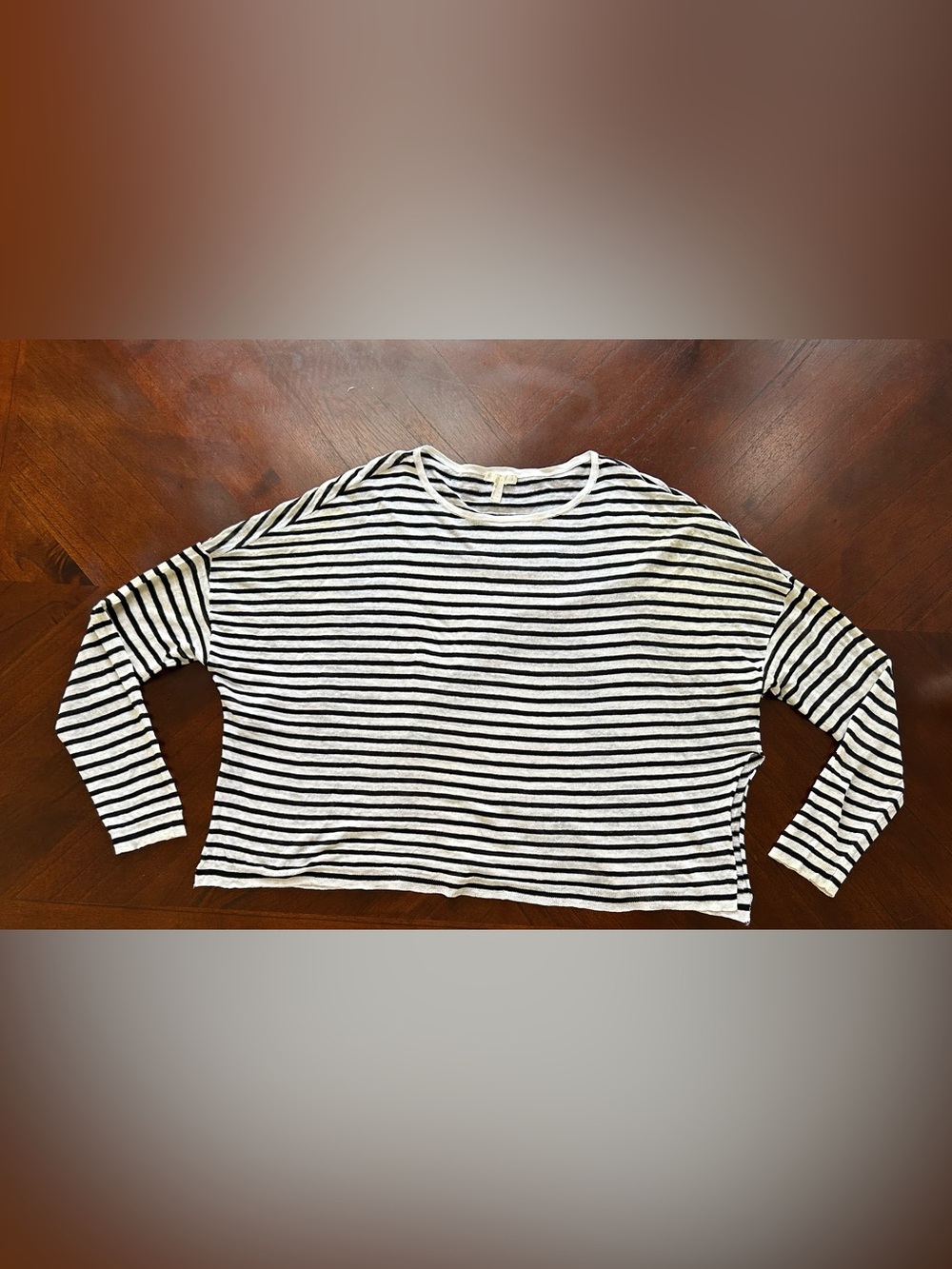Eileen Fisher Black & White Striped Long Sleeve Teen SIZE XL